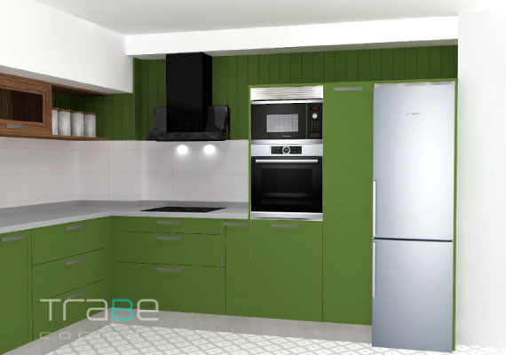 Mondrian Verde 4 Trabe Cocinas Lugo